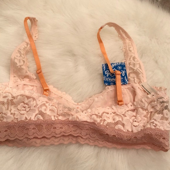 NWT Free People pink & peach unlined lace bralette - Picture 4 of 5